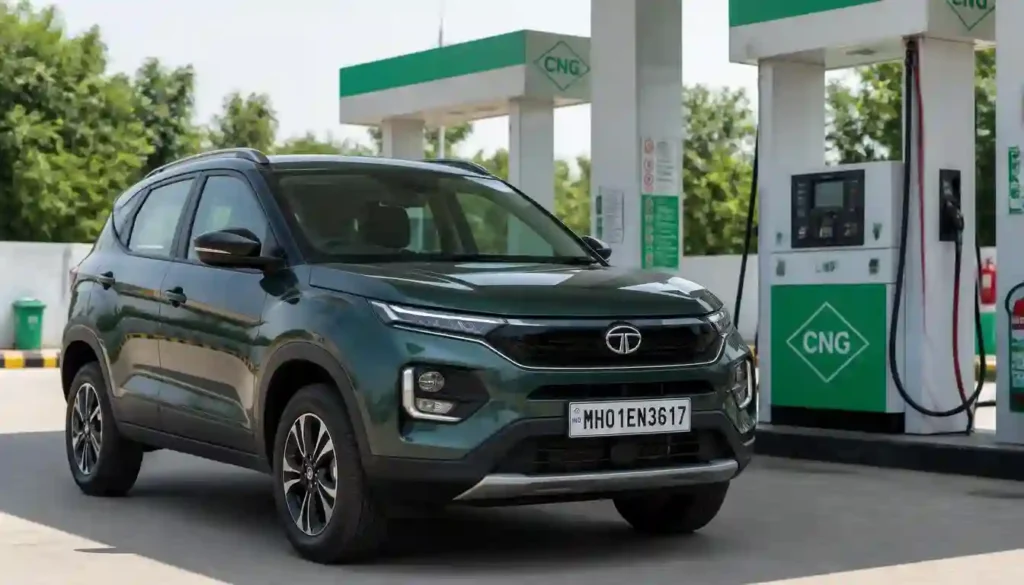Factory-fitted CNG cars refuel at station
