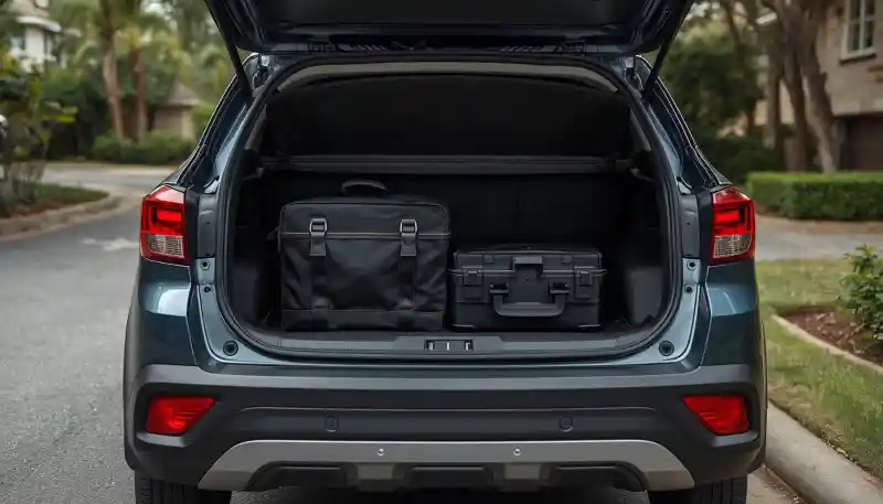Compact SUV open boot and tyre kit