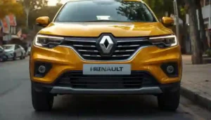 Renault Kiger crossover front view on Indian street