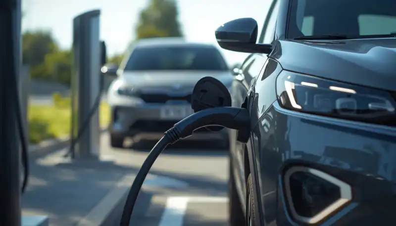 Tata Nexon EV and Kia Syros EV fast charging at highway EV station