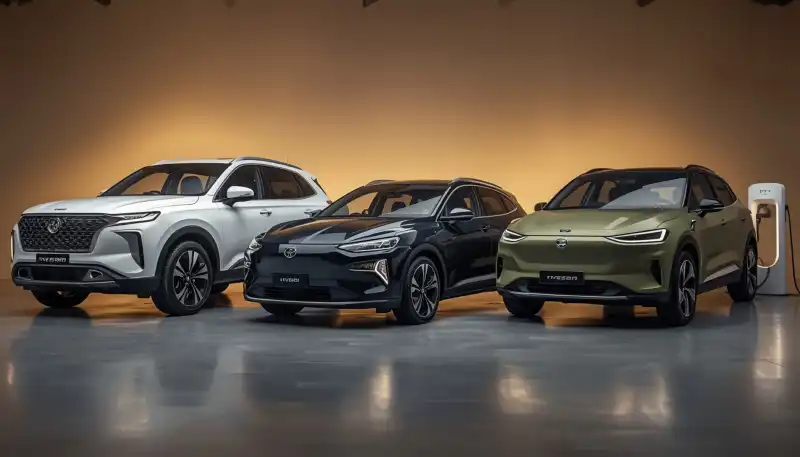 Petrol vs Diesel vs Hybrid vs EV Comparison of distinct petrol, hybrid, and electric cars side by side in India