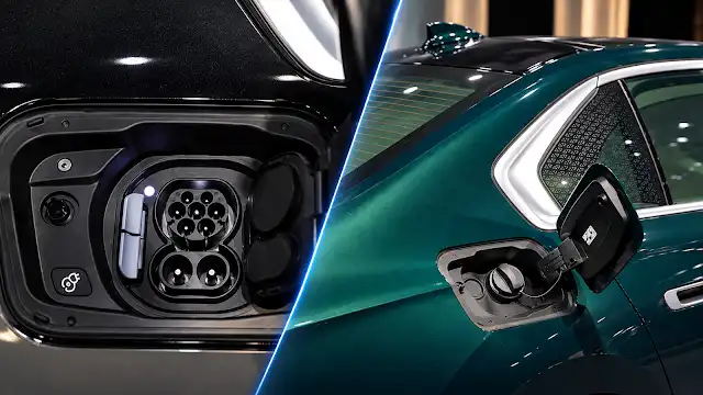 BMW i7 charging port and 740i petrol cap