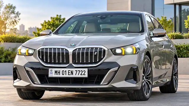 BMW i5 Long Wheelbase Review front grille and adaptive LED headlights