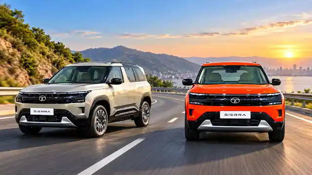 Tata Sierra Pure L vs Pure Plus L mid-size SUV variants comparison front view