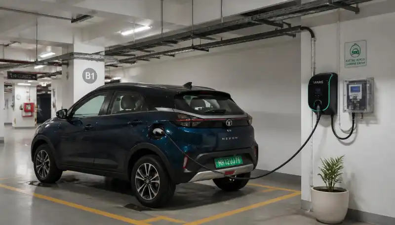 Home EV charging India apartment parking 