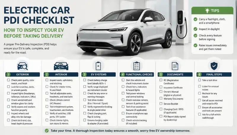 Electric Car PDI Checklist