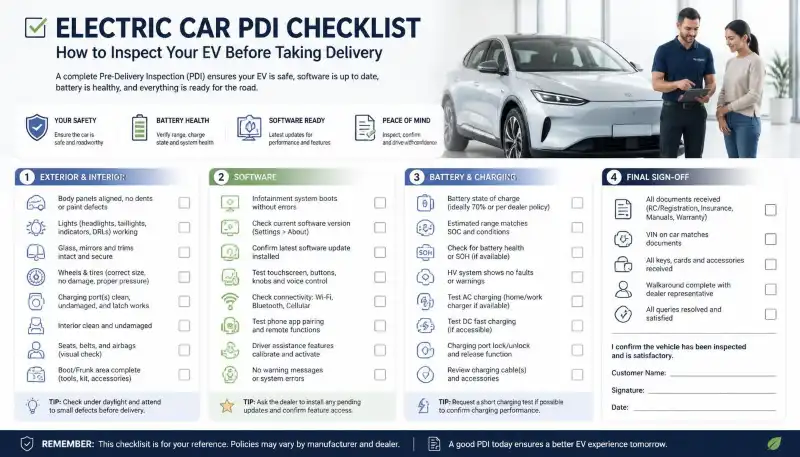 Electric Car PDI Checklist