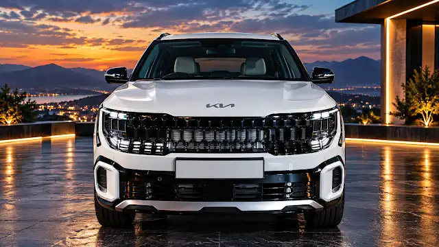 best cars under 15 lakh: Kia Seltos facelift white front road presence