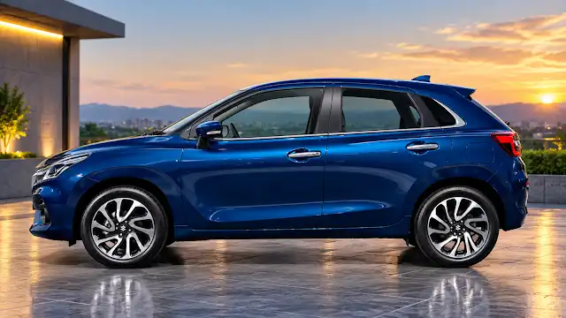 New Maruti Baleno Price side view 17 mm geometric alloy wheels